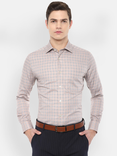 

Louis Philippe Men Pink Checked Formal Shirt