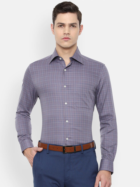 

Louis Philippe Men Purple Checked Formal Shirt