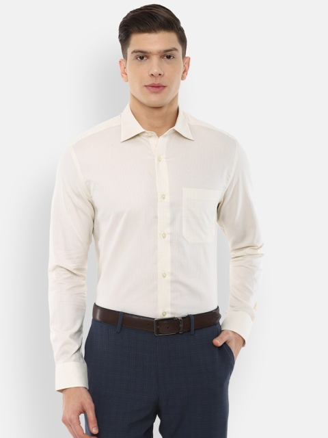 

Louis Philippe Men Cream-Coloured Solid Cotton Formal Shirt