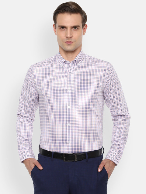 

Louis Philippe Men Purple & Blue Slim Fit Checked Pure Cotton Formal Shirt