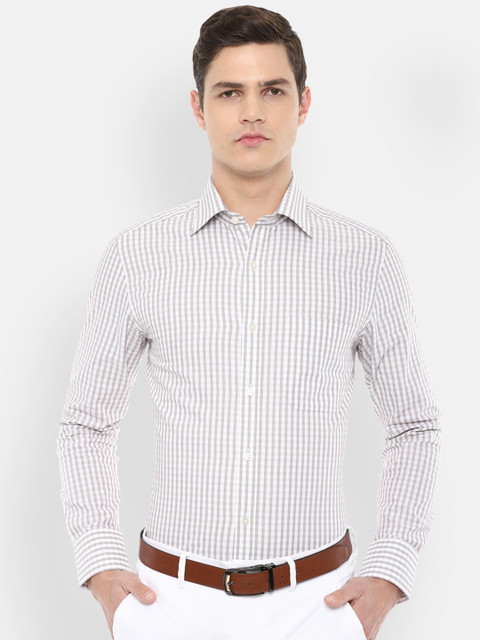 

Louis Philippe Men Grey & White Checked Cotton Formal Shirt