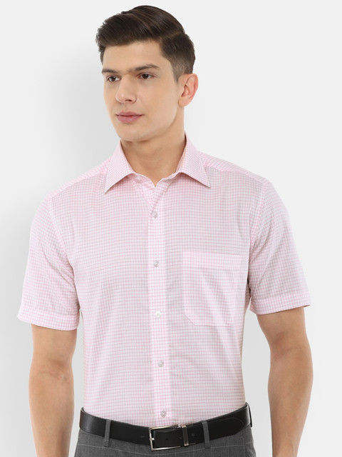 

Louis Philippe Men Pink Checked Formal Shirt