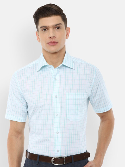 

Louis Philippe Men Green Checked Formal Shirt