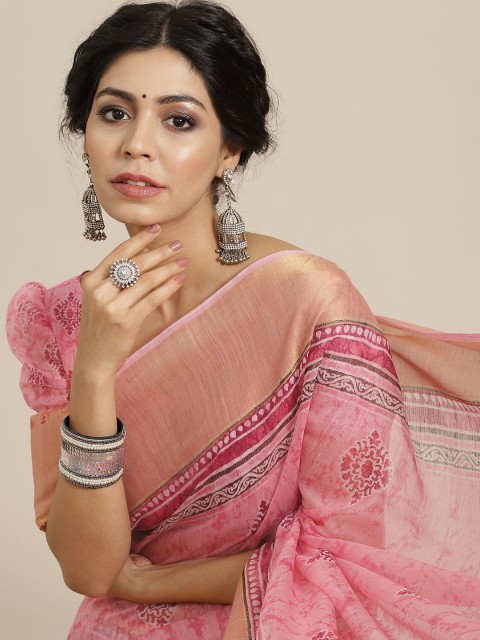 

SIRIL Pink Ethnic Motifs Saree