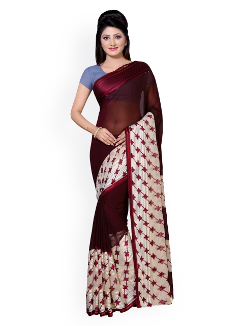 

Saree mall Burgundy & White Georgette Printed Saree