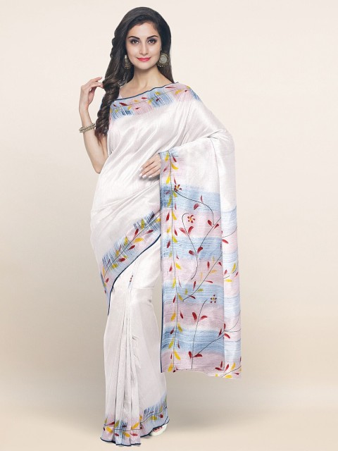 

Pothys Off White Floral Printed Pure Cotton Saree