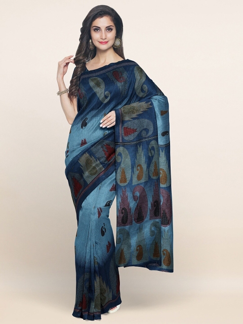 

Pothys Blue Ethnic Motifs Printed Saree