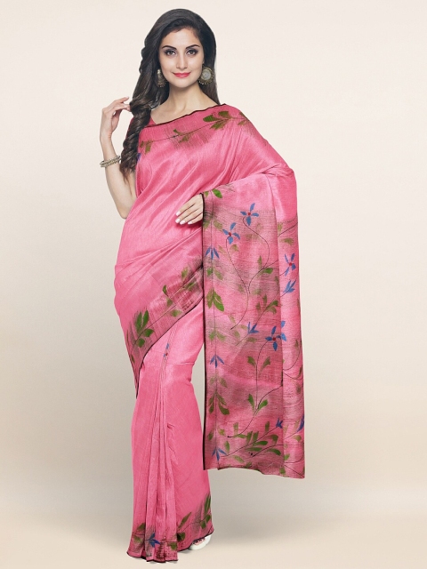 

Pothys Pink Floral Printed Pure Cotton Saree