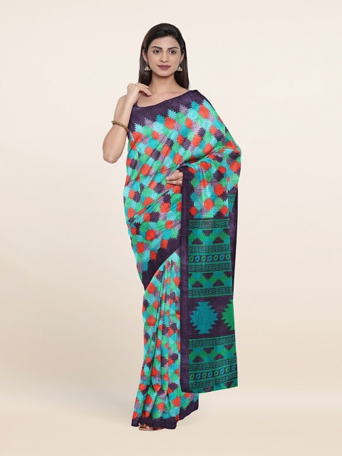 

Pothys Blue & Red Geometric Printed Saree