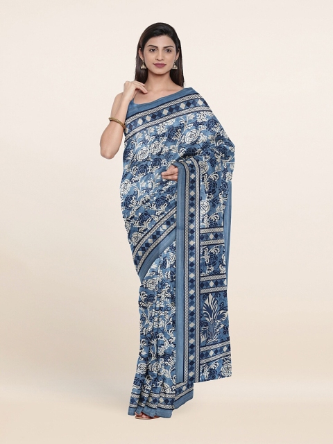 

Pothys Blue Floral Printed Saree