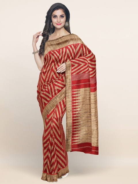 

Pothys Maroon Geometric Printed Saree