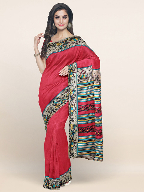 

Pothys Pink & Grey Ethnic Motifs Printed Saree