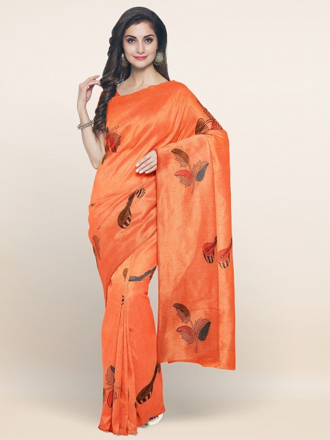

Pothys Orange & Blue Ethnic Motifs Printed Pure Cotton Saree