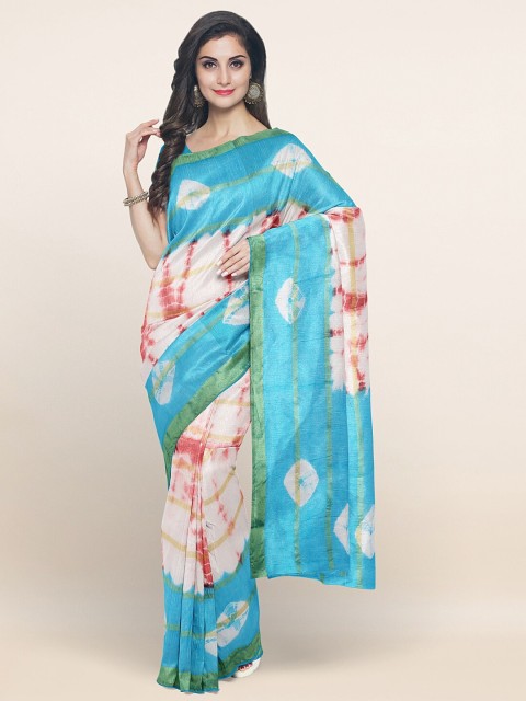 

Pothys Turquoise Blue & Red Pure Cotton Bandhani Zari Pure Cotton Saree