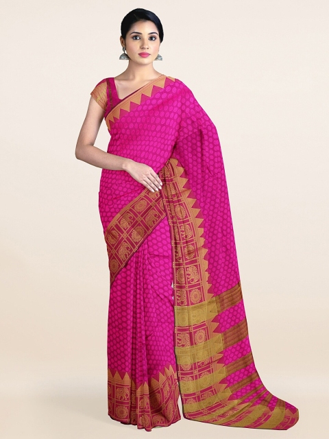 

Pothys Pink & Gold-Toned Woven Design Zari Saree