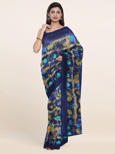

Pothys Navy Blue & Green Floral Saree
