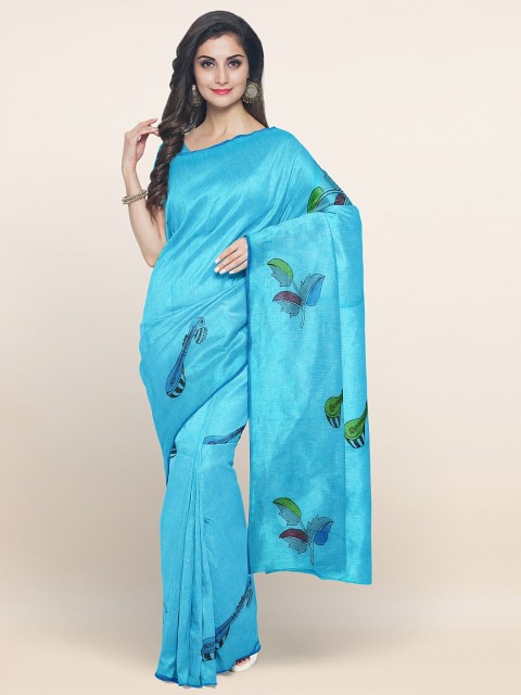 

Pothys Blue & Green Ethnic Motifs Pure Cotton Saree