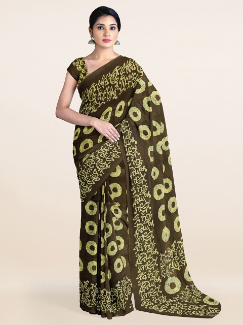 

Pothys Green & Brown Printed Cotton Blend Saree