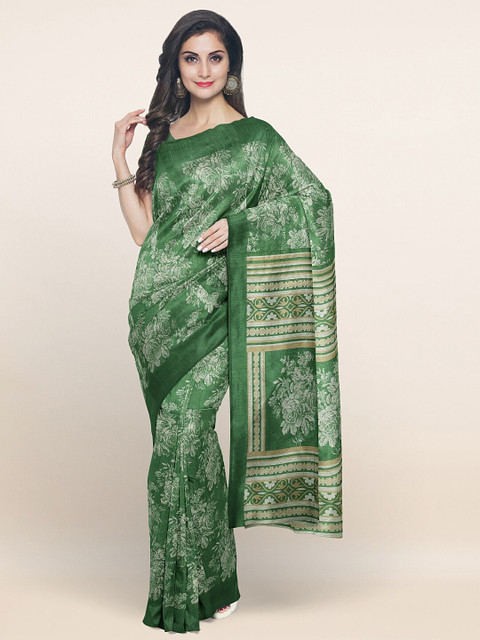 

Pothys Green & Grey Floral Printed Saree