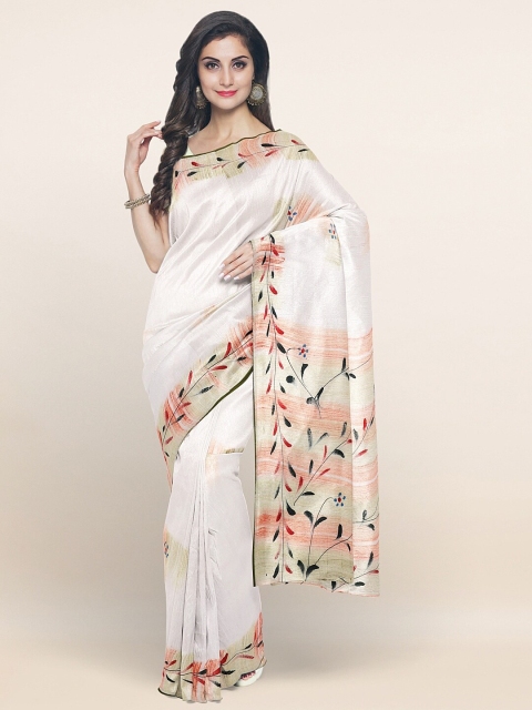 

Pothys Off White & Red Floral Pure Cotton Saree
