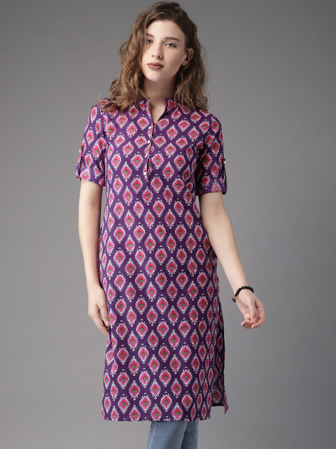 

Moda Rapido Women Purple & Pink Printed Straight Kurta