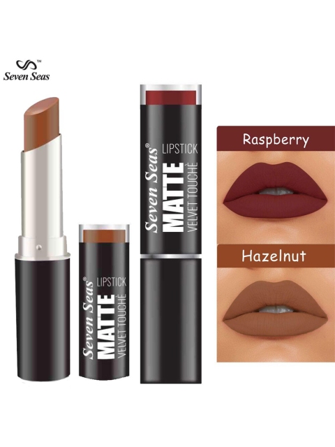 

Seven Seas Set of 2 Matte Velvet Touch Lipstick - Hazelnut & Raspberry, Brown