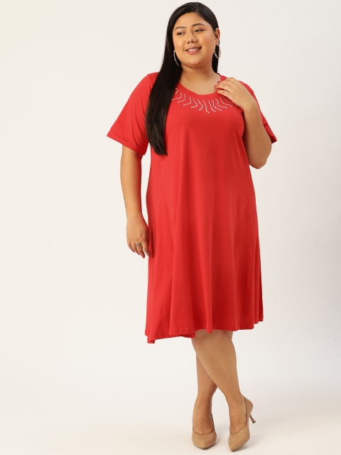 

Revolution Women Plus Size Red A-Line Midi Dress