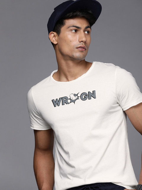 

WROGN X POPEYE Men White & Grey Typography Printed Slim Fit T-shirt