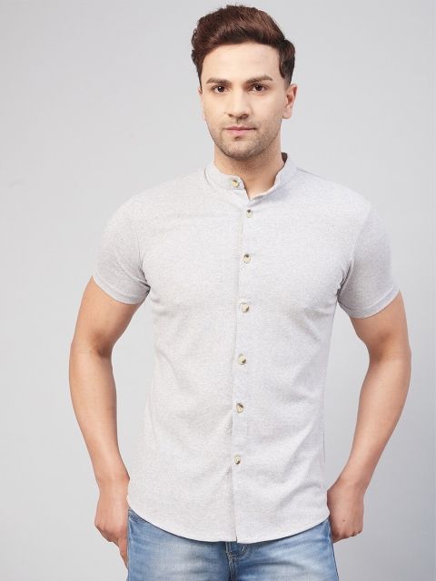 

GRITSTONES Men Grey Melange Comfort Casual Shirt