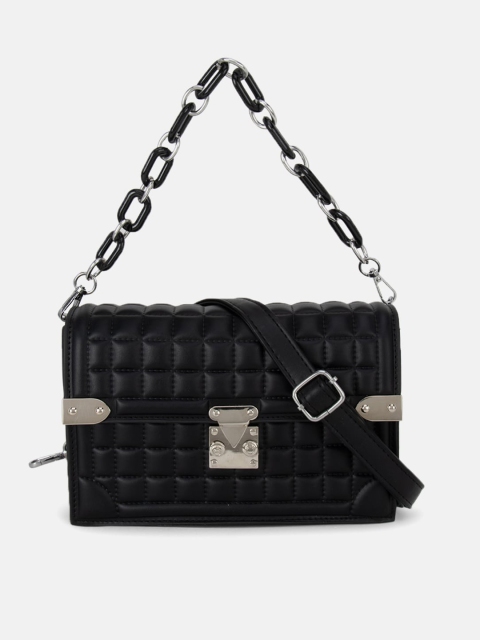 

Kazo Women Black Textured PU Structured Handheld Bag with Quilted