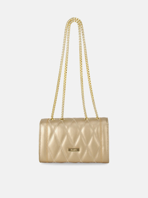 

Kazo Gold-Toned Textured PU Structured Sling Bag with Quilted Detail