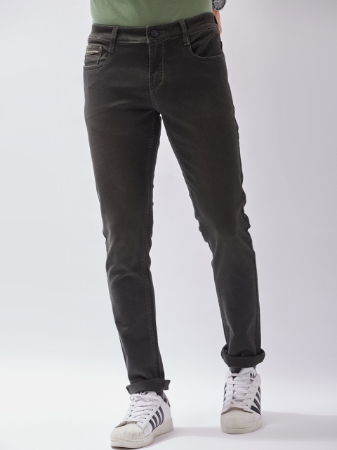 

Oxemberg Men Olive Green Lean Slim Fit Low Distress Jeans