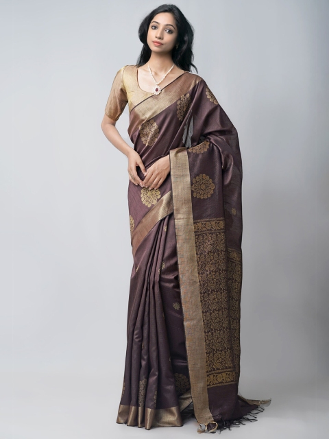 

Unnati Silks Brown Woven Design Bengal Linen Saree