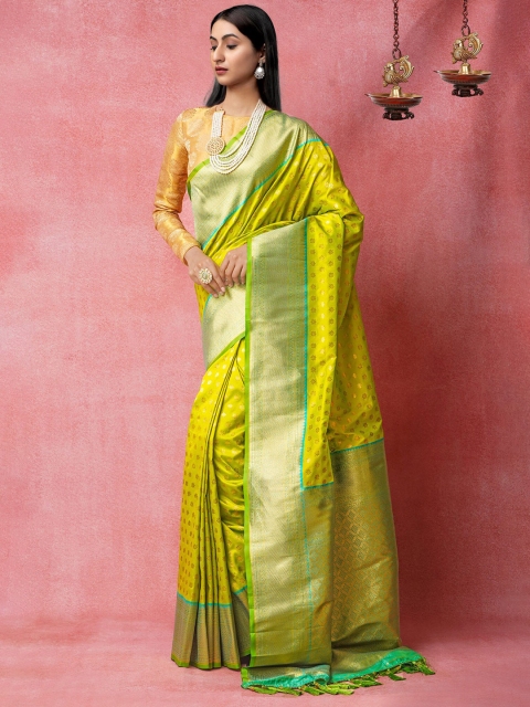 

Unnati Silks Green Woven Design Arani Kanjivaram Silk Cotton Saree