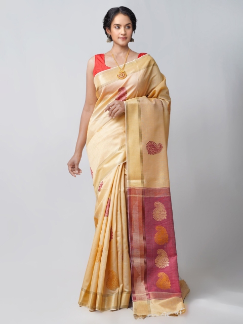 

Unnati Silks Brown Woven Design Bengal Linen Saree