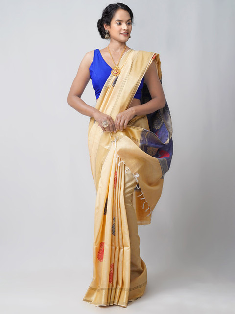 

Unnati Silks Brown Woven Design Bengal Linen Saree