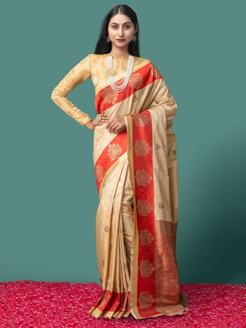 

Unnati Silks Brown Wovenb Design Arani Kanjivaram Silk Cotton Saree