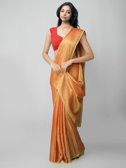 

Unnati Silks Orange Solid Art Chiffon Saree