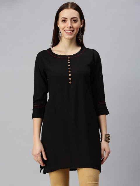 

SHOWOFF Women Black Solid Kurti