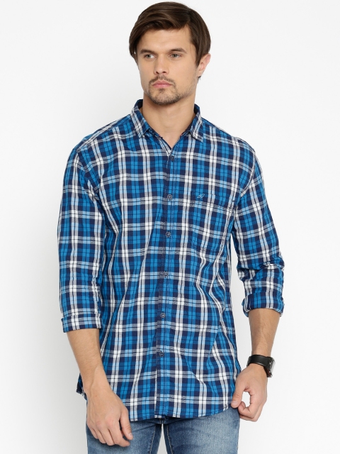 

Nature Casuals Men Blue & White Slim Fit Checked Casual Shirt