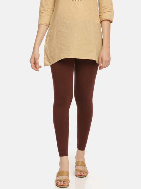 

Zelen Women Coffee Brown Ankle-Length Slim-Fit Organic Cotton Leggings