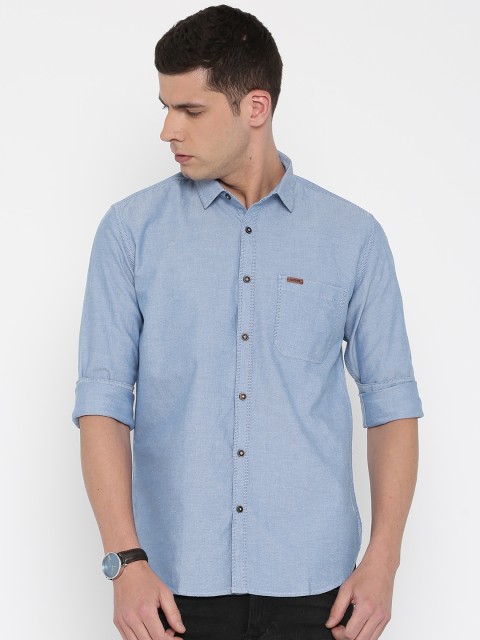 

Nature Casuals Men Blue Slim Fit Self-Design Casual Shirt