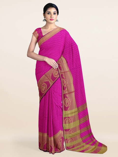 

Pothys Blue & Gold Ethnic Motifs Printed Zari Saree