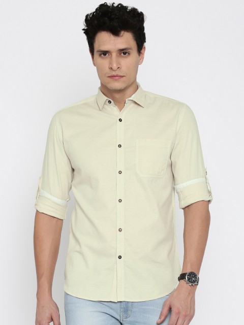 

Nature Casuals Men Beige Slim Fit Solid Casual Shirt