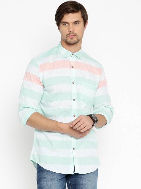 

Nature Casuals Green Slim Fit Striped Casual Shirt
