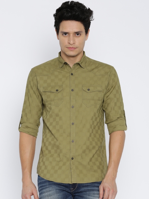 

Nature Casuals Khaki Slim Fit Checked Casual Shirt
