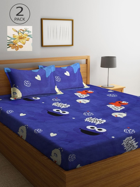 

KLOTTHE Pack Of 2 Multicoloured Floral 210 TC King Double Bedsheet With 4 Pillow Covers, Multi