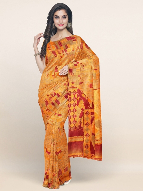 

Pothys Orange & Red Abstract Printed Saree