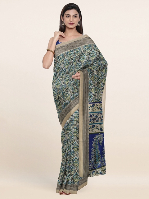 

Pothys Blue & Green Paisley Printed Saree