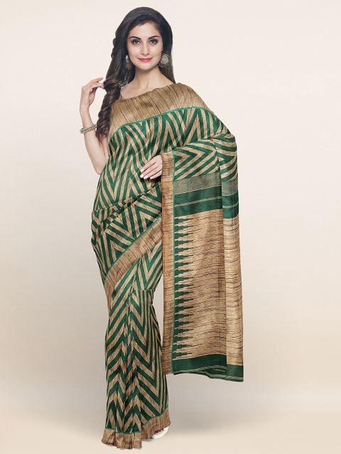 

Pothys Green & Beige Printed Cotton Blend Saree